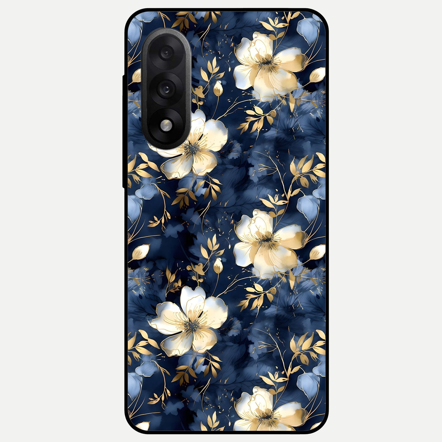  Golden Midnight Bloom Glass Case For Oneplus Nord 5 back cover – full design glossy printed glass finish