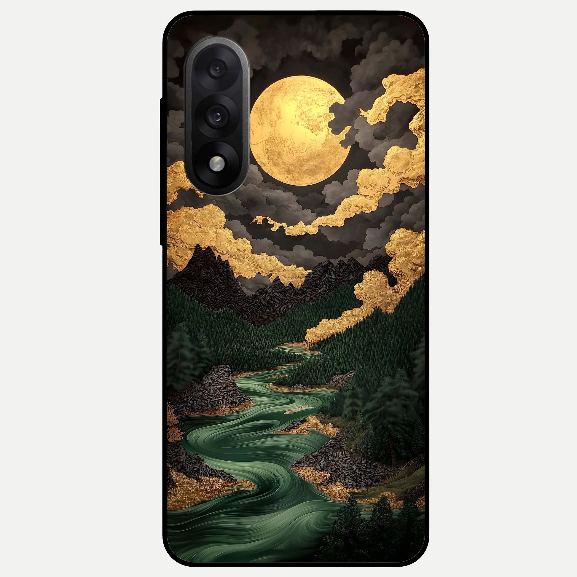  Golden River Moon Glass Case For Oneplus Nord 5 back cover – full design glossy printed glass finish