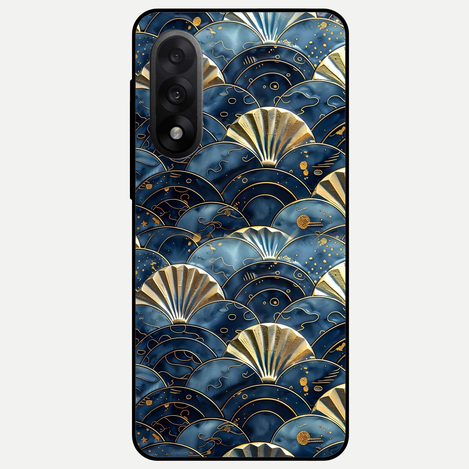  Golden Wave Luxe Glass Case For Oneplus Nord 5 back cover – full design glossy printed glass finish