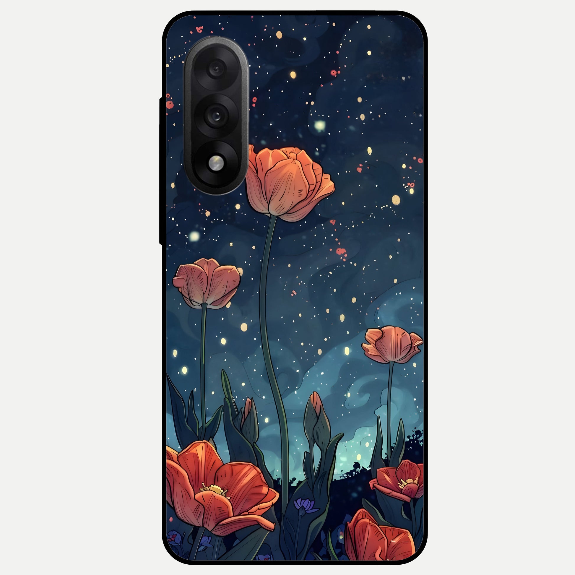  Midnight Tulip Glow Glass Case For Oneplus Nord 5 back cover – full design glossy printed glass finish