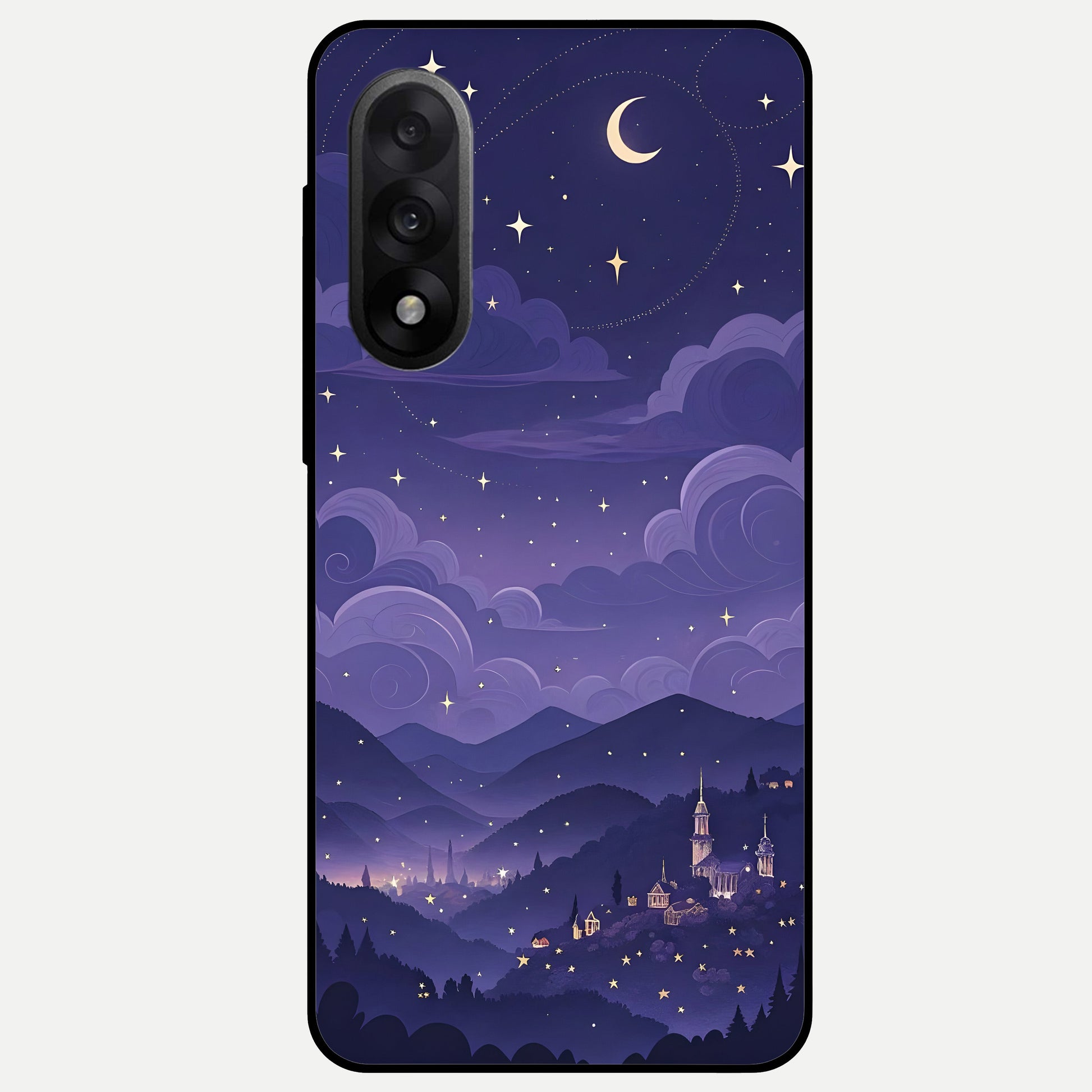  Minimal Night View Glass Case For Oneplus Nord 5 back cover – full design glossy printed glass finish