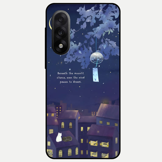  Moonlit Cat Silence Glass Case For Oneplus Nord 5 back cover – full design glossy printed glass finish
