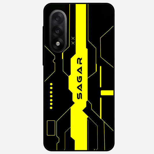  Neon CYBERPUNK Custom Name Glass Case For Oneplus Nord 5 back cover – full design glossy printed glass finish