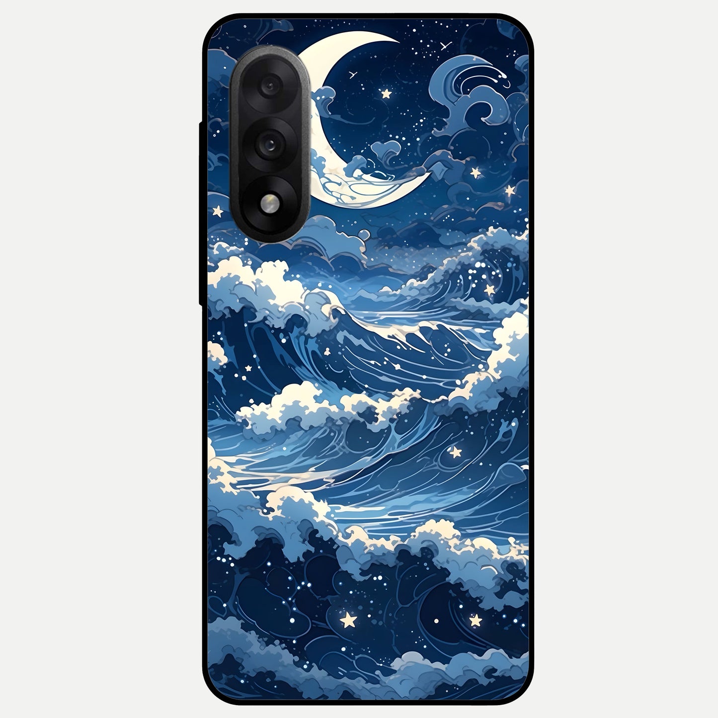  Ocean Moon Waves Glass Case For Oneplus Nord 5 back cover – full design glossy printed glass finish