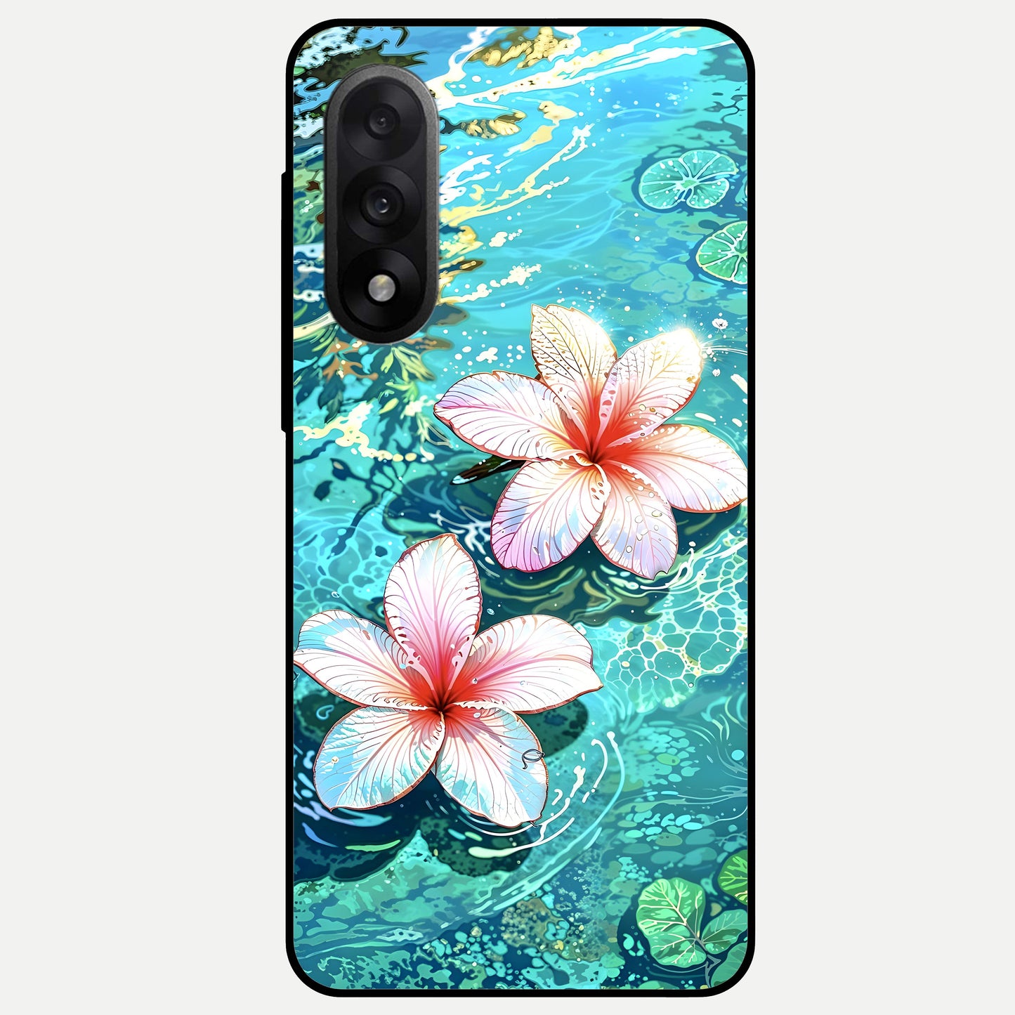  Pink Flowers in Water Glass Case For Oneplus Nord 5 back cover – full design glossy printed glass finish