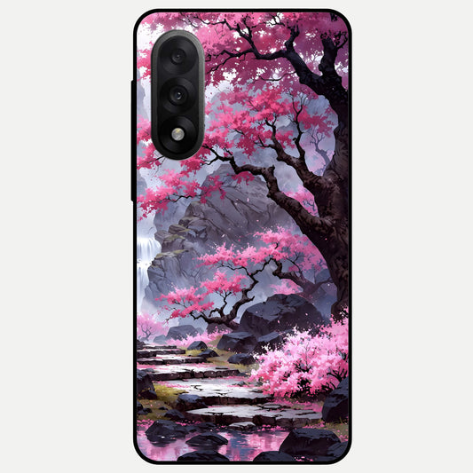  Pink Sunflower Glow Glass Case For Oneplus Nord 5 back cover – full design glossy printed glass finish