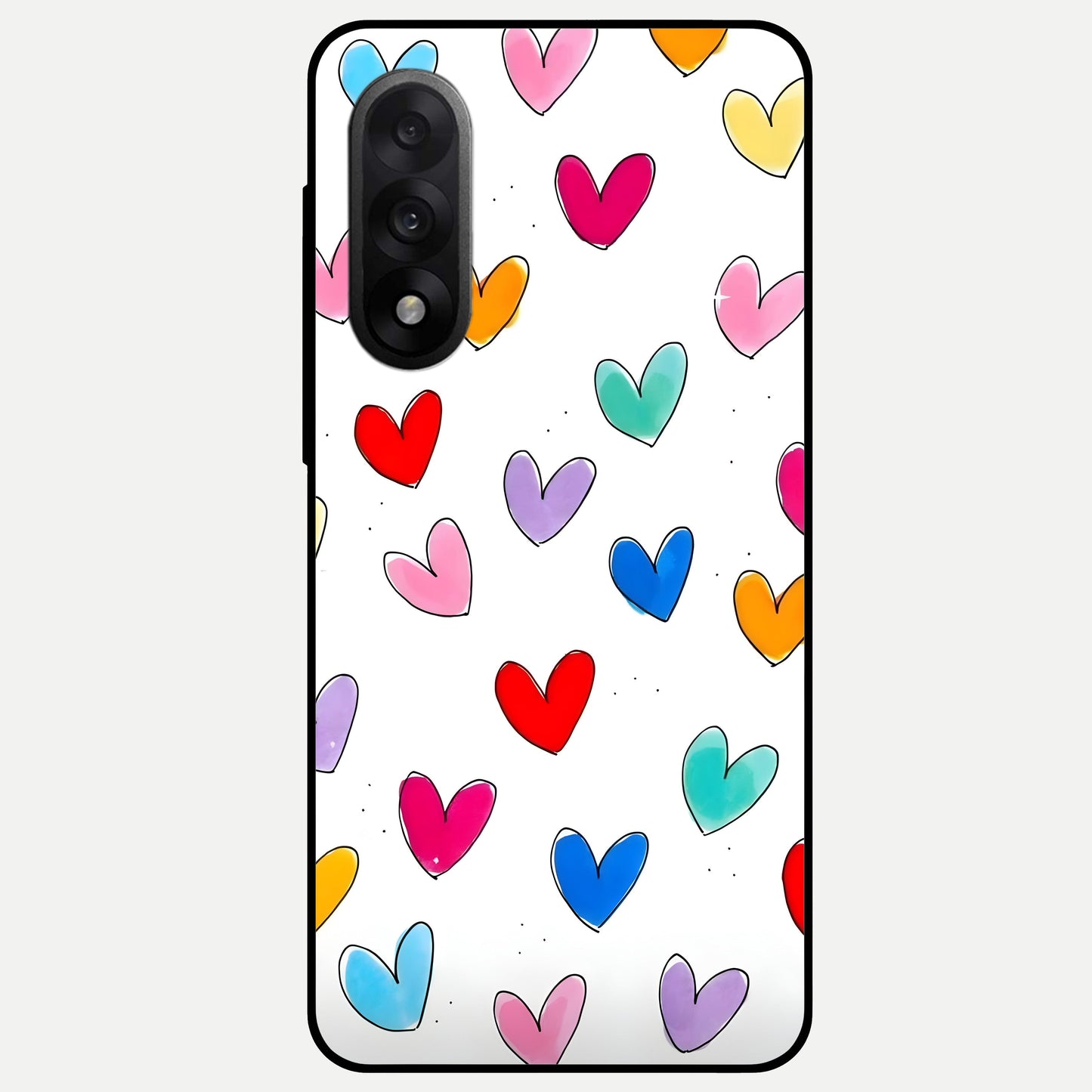  Playful Love Doodles Glass Case For Oneplus Nord 5 back cover – full design glossy printed glass finish