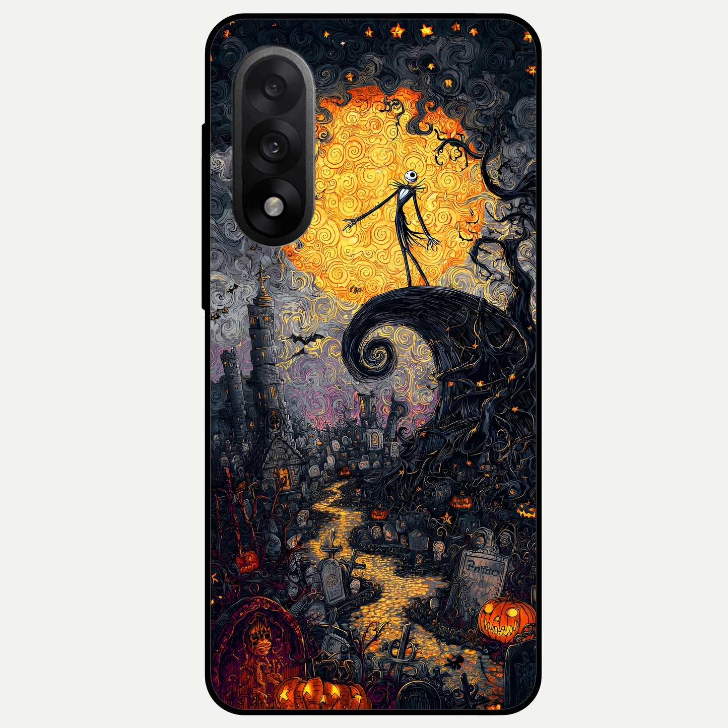  Pumpkin Moonlight Tale Glass Case For Oneplus Nord 5 back cover – full design glossy printed glass finish