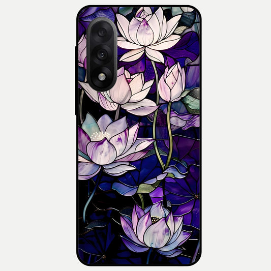  Purple Lotus Pattern Glass Case For Oneplus Nord 5 back cover – full design glossy printed glass finish