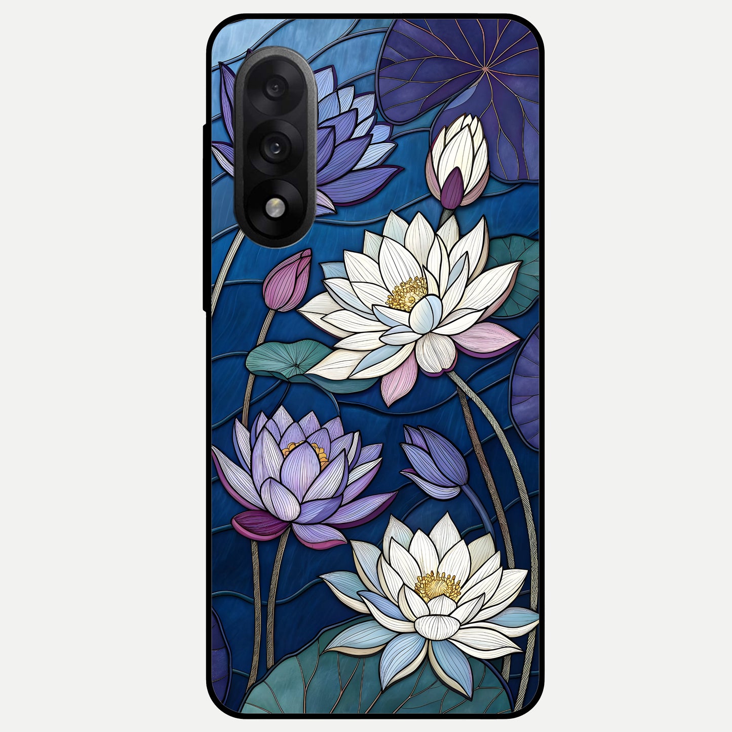  Purple Lotus Stained Glass Case For Oneplus Nord 5 back cover – full design glossy printed glass finish