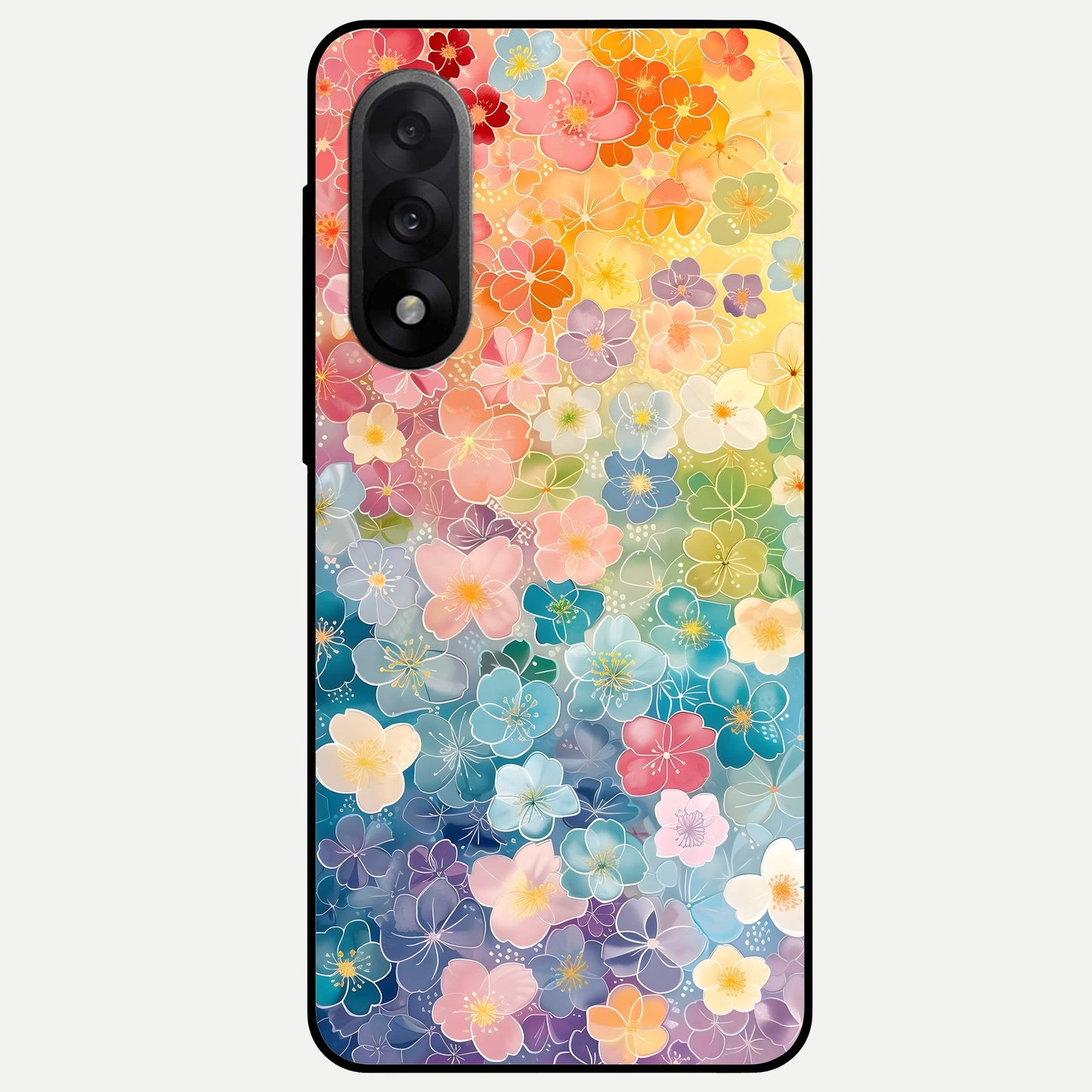  Rainbow Blossom Burst Glass Case For Oneplus Nord 5 back cover – full design glossy printed glass finish