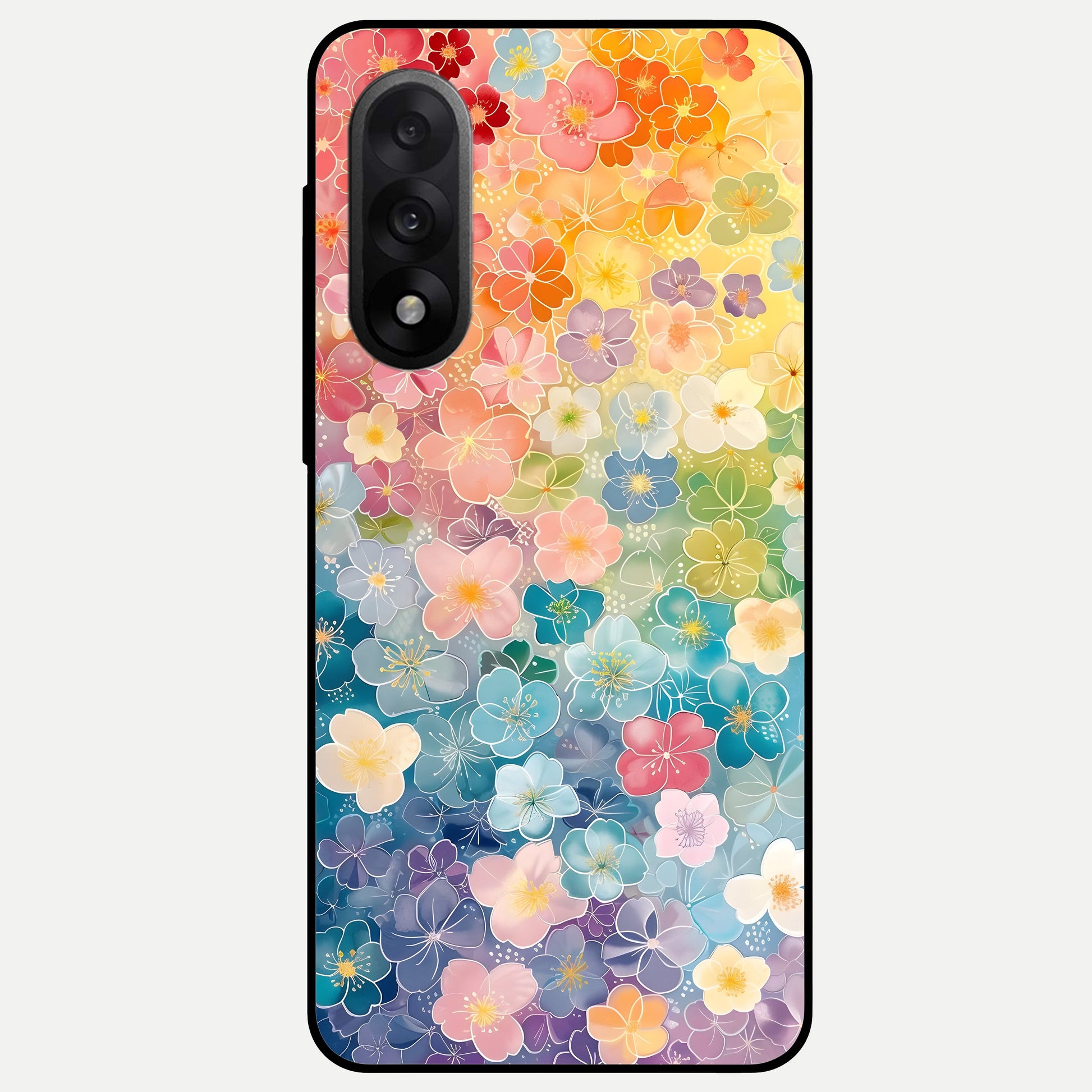  Rainbow Blossom Burst Glass Case For Oneplus Nord 5 back cover – full design glossy printed glass finish