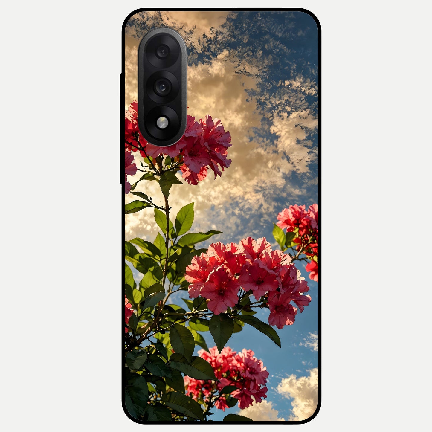  Red Bloom Skies Glass Case For Oneplus Nord 5 back cover – full design glossy printed glass finish