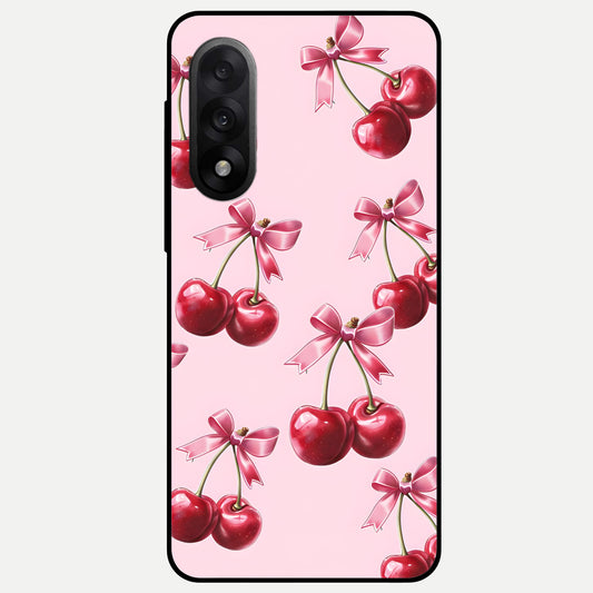 Red Cherries Pattern Glass Case For Oneplus Nord 5 back cover – full design glossy printed glass finish