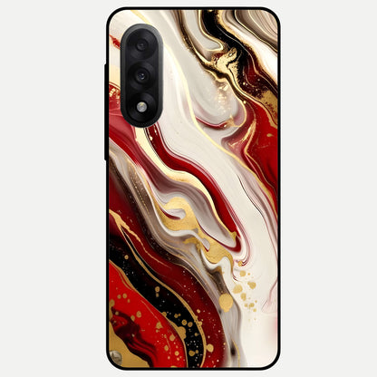  Red And White Marble Glass Case For Oneplus Nord 5 back cover – full design glossy printed glass finish