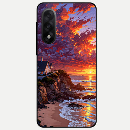  Sunset House By Sea Glass Case For Oneplus Nord 5 back cover – full design glossy printed glass finish