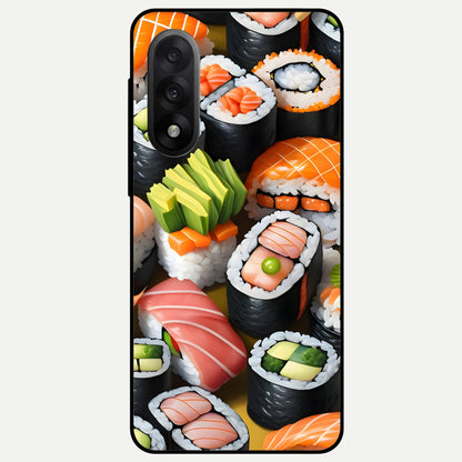  Sushi Food Pattern Glass Case For Oneplus Nord 5 back cover – full design glossy printed glass finish