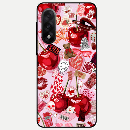  Sweet Cherry Chaos Glass Case For Oneplus Nord 5 back cover – full design glossy printed glass finish