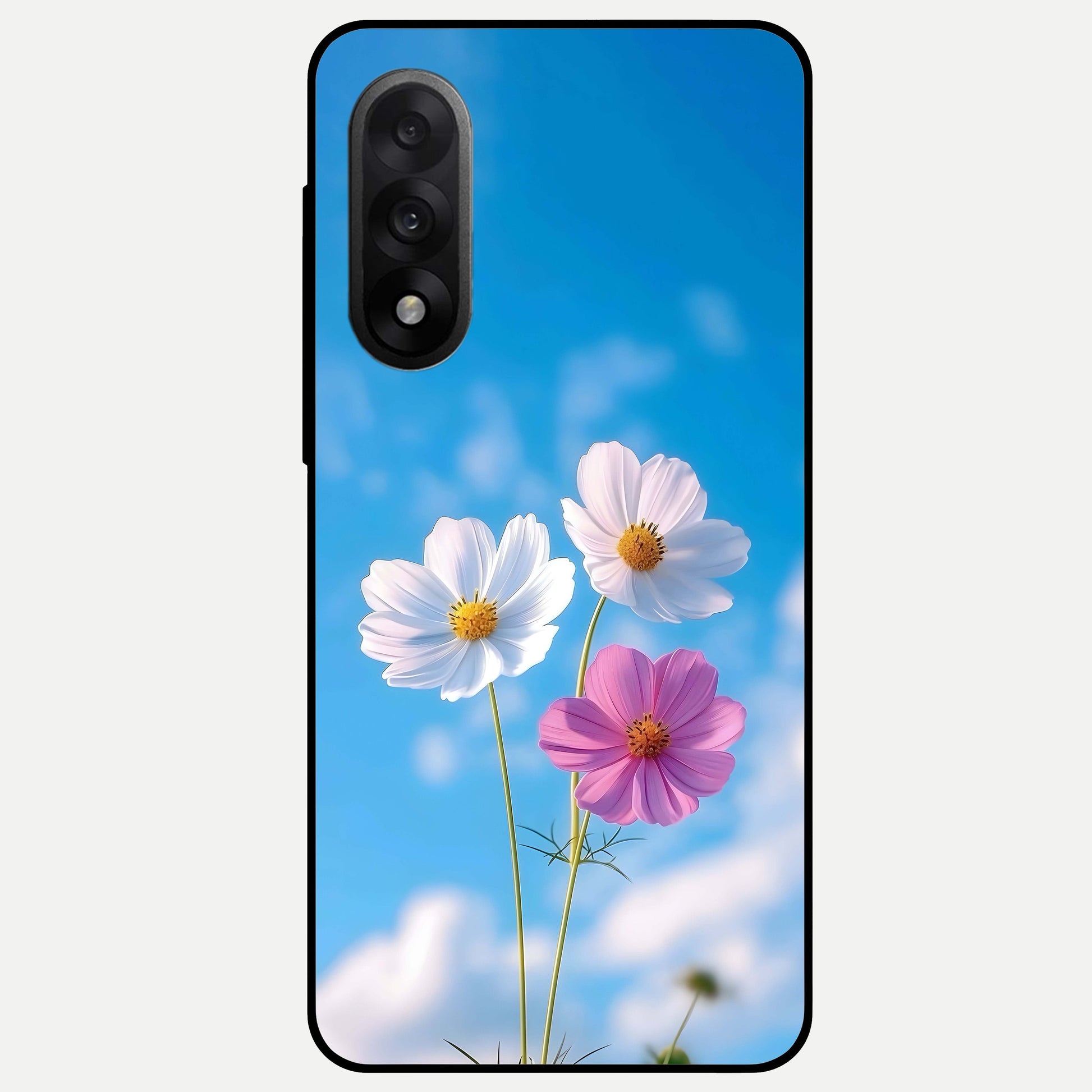  Tripple Flowers With Sky Glass Case For Oneplus Nord 5 back cover – full design glossy printed glass finish