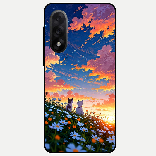  Two Cats Friends Glass Case For Oneplus Nord 5 back cover – full design glossy printed glass finish