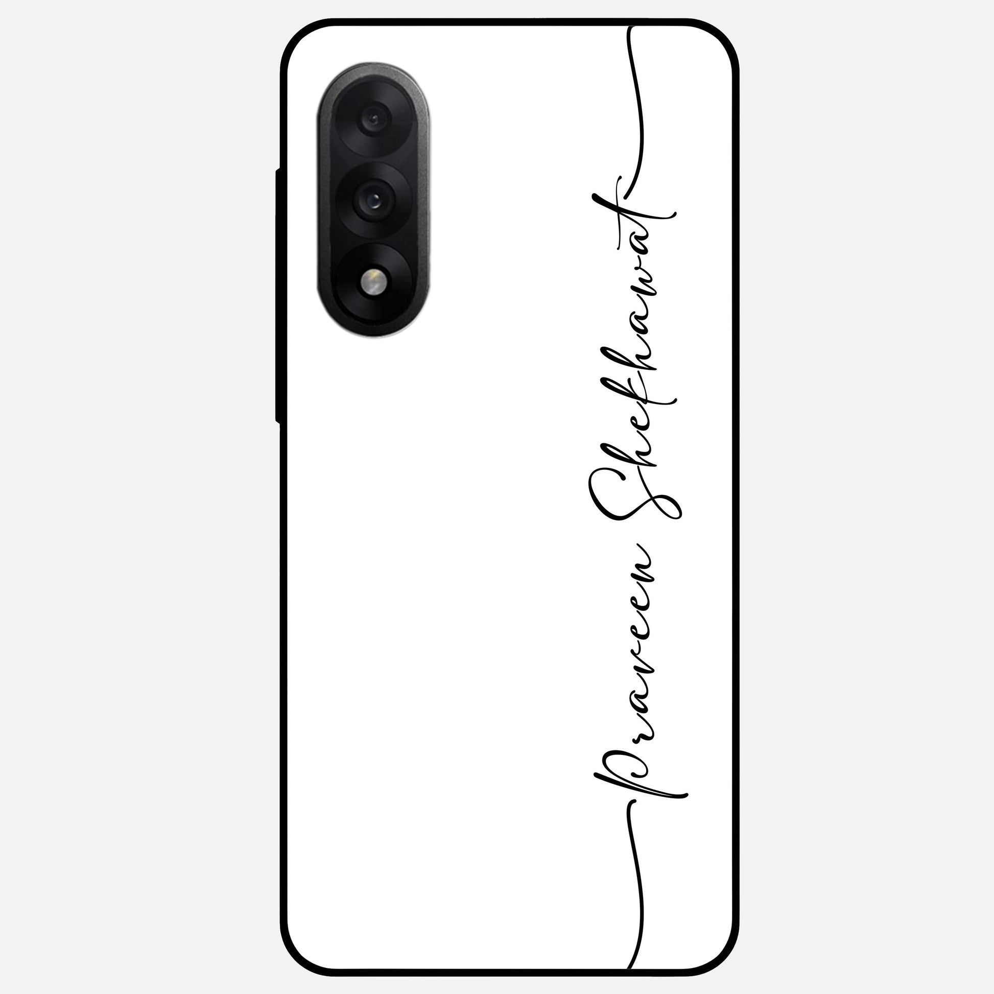  White Tune Custom Name Glass Case For Oneplus Nord 5 back cover – personalized glossy printed glass finish