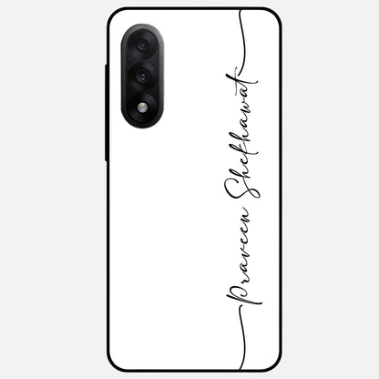  White Tune Custom Name Glass Case For Oneplus Nord 5 back cover – personalized glossy printed glass finish