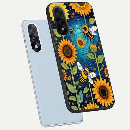  Bees And Sunflowers phone case For Oneplus Nord 5 showing premium glass back cover with detailed artwork