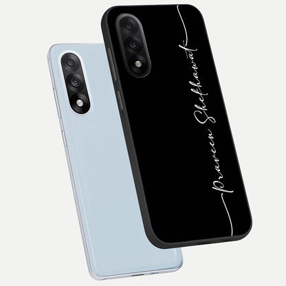  Black Tune Custom Name phone case For Oneplus Nord 5 showing premium glass back cover with detailed artwork