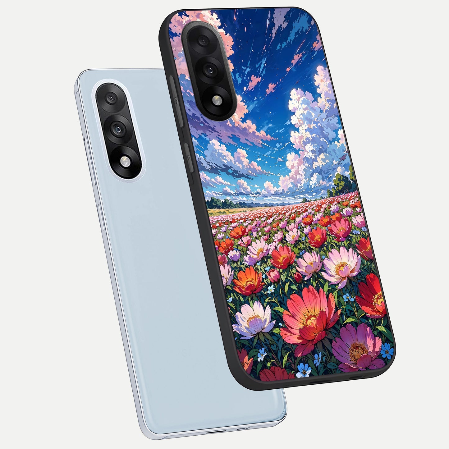 Blossom Sky Field phone case For Oneplus Nord 5 showing premium glass back cover with detailed artwork