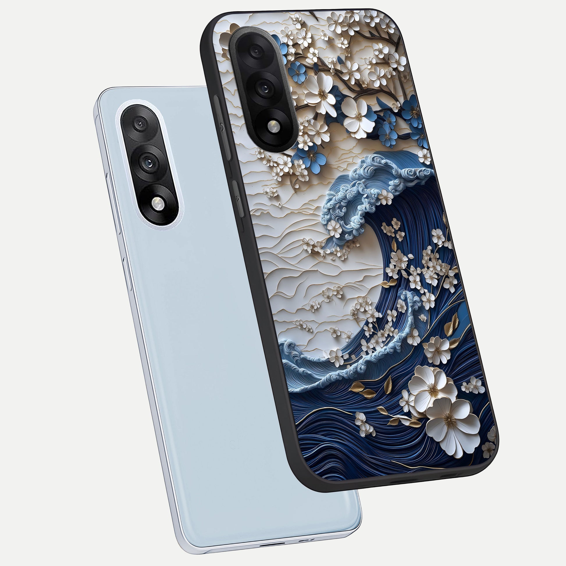  Blossom Wave Art phone case For Oneplus Nord 5 showing premium glass back cover with detailed artwork
