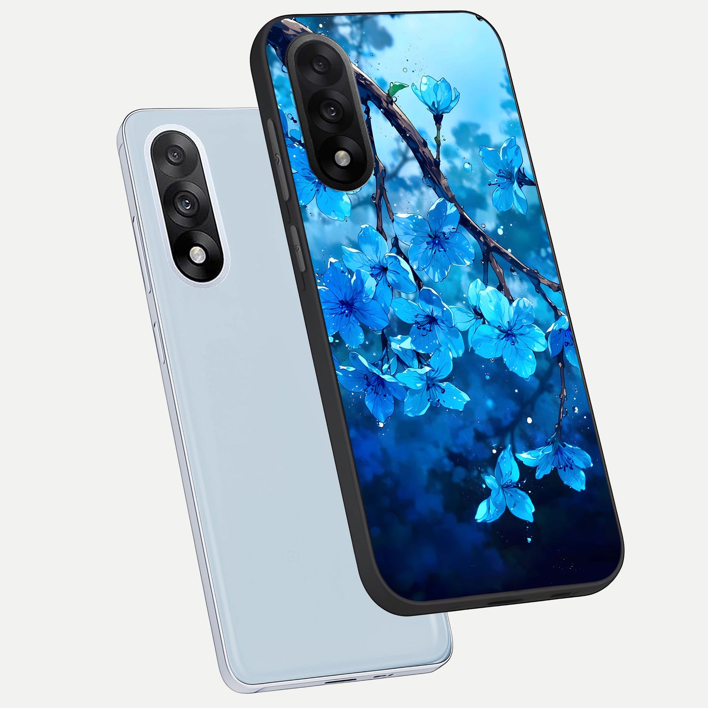  Blue Blossoms Branch phone case For Oneplus Nord 5 showing premium glass back cover with detailed artwork