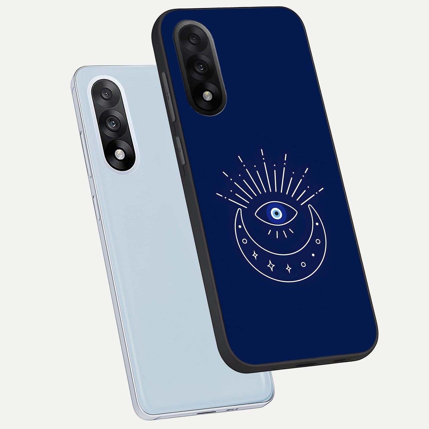  Blue Evil Eye phone case For Oneplus Nord 5 showing premium glass back cover with detailed artwork