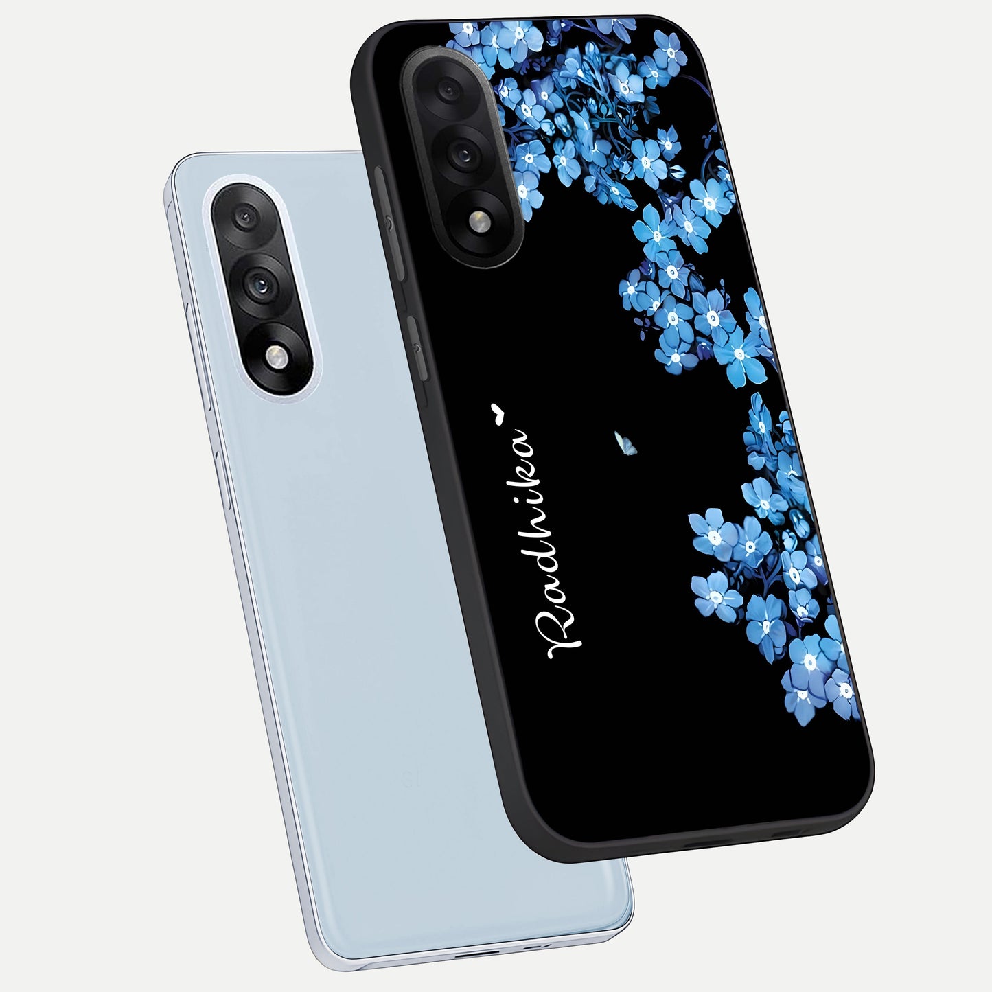  Blue Petal Dream Custom Name phone case For Oneplus Nord 5 showing premium glass back cover with detailed artwork