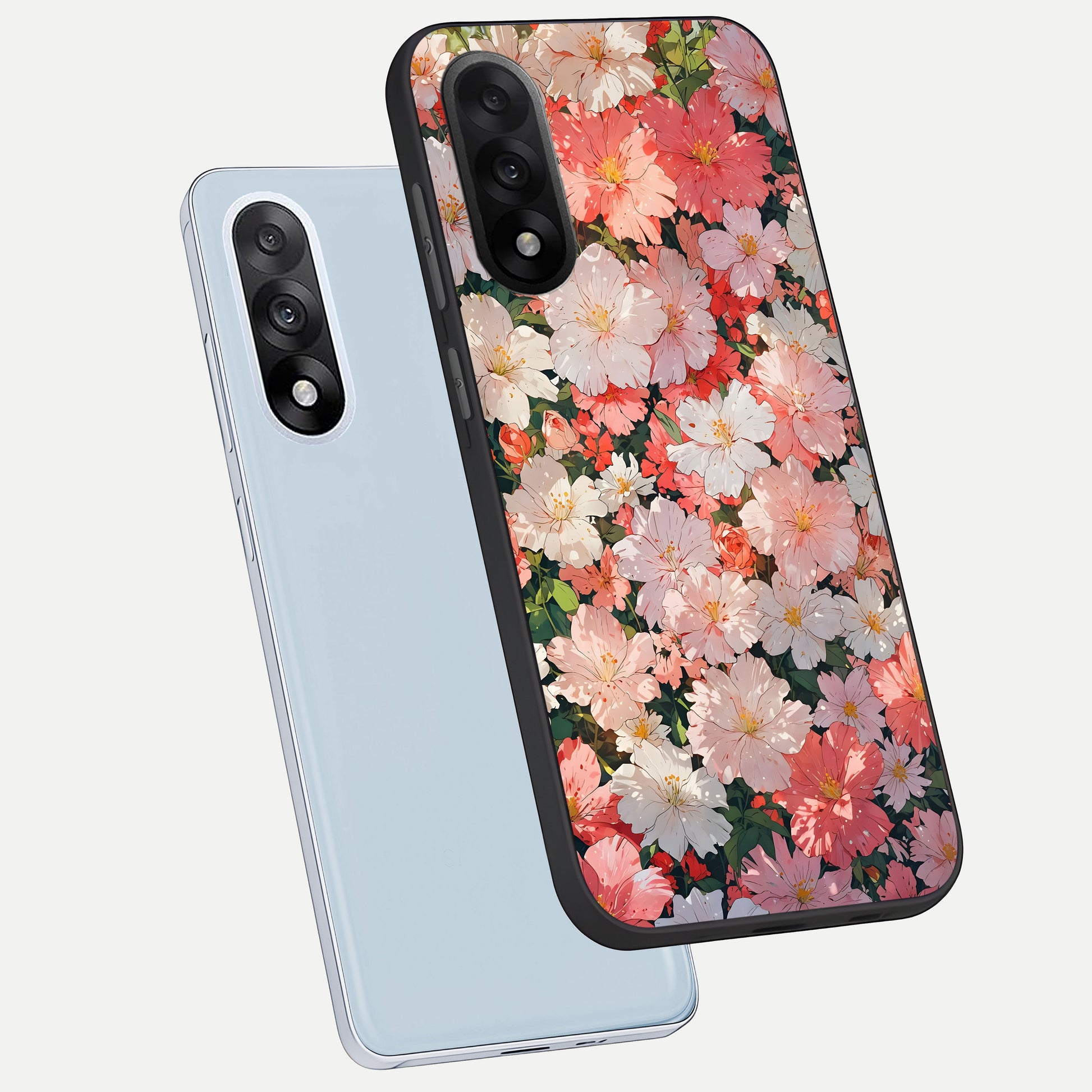  Blush Bloom Field phone case For Oneplus Nord 5 showing premium glass back cover with detailed artwork