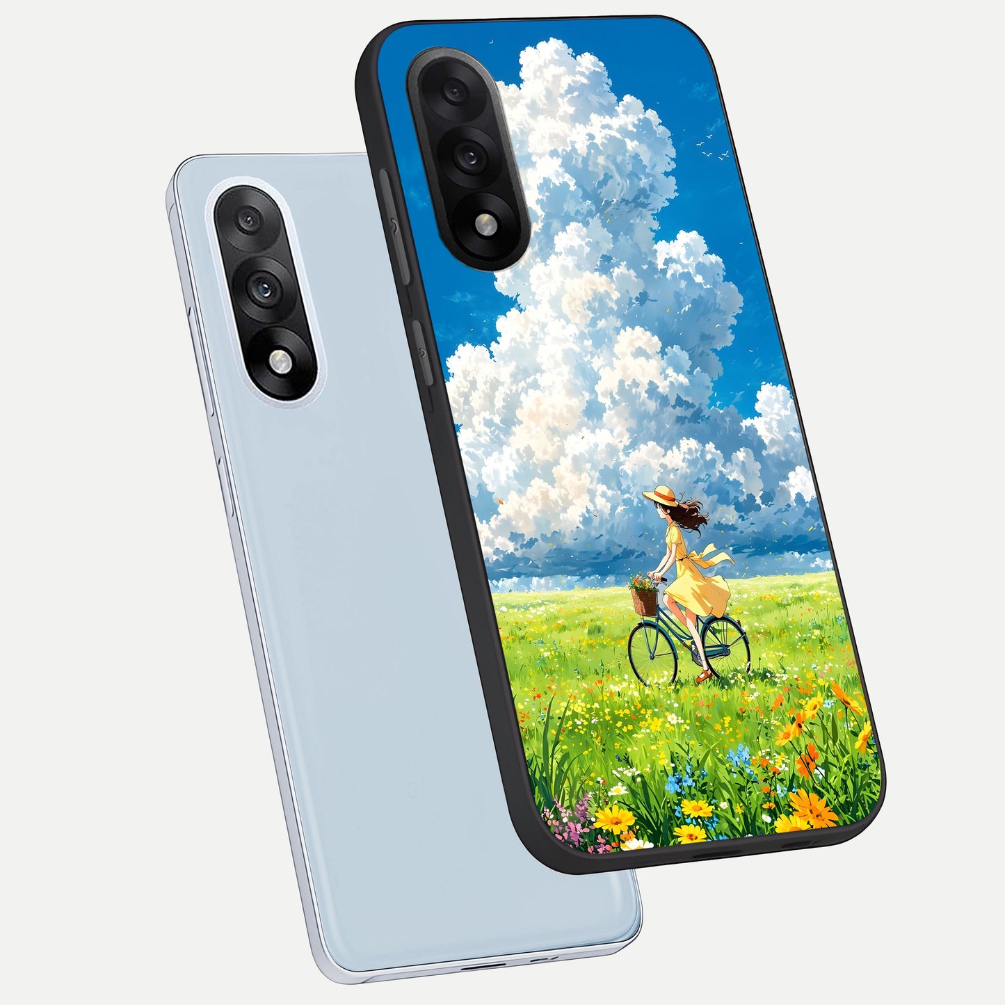  Breezy Meadow Ride phone case For Oneplus Nord 5 showing premium glass back cover with detailed artwork