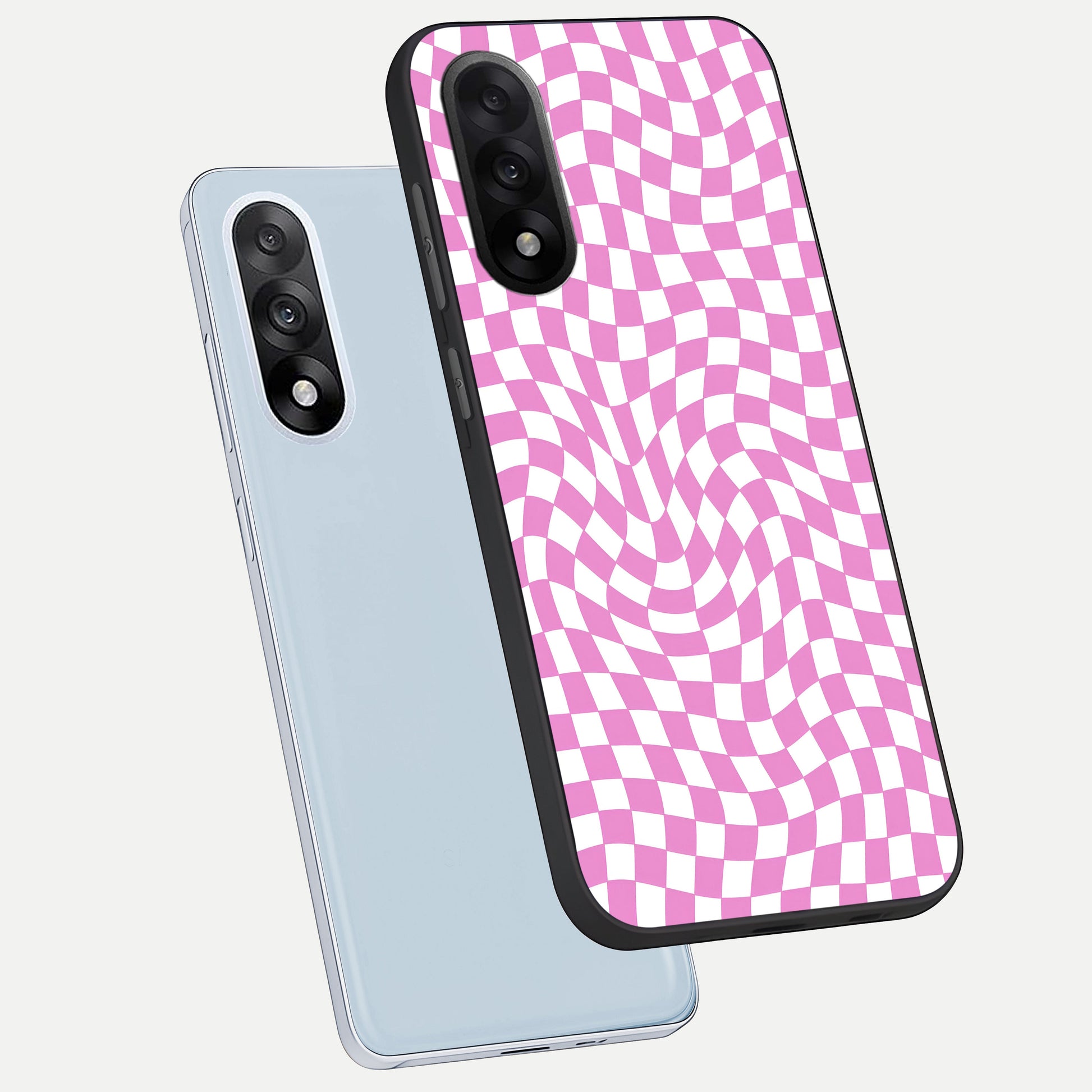  Bubblegum Check Wave phone case For Oneplus Nord 5 showing premium glass back cover with detailed artwork