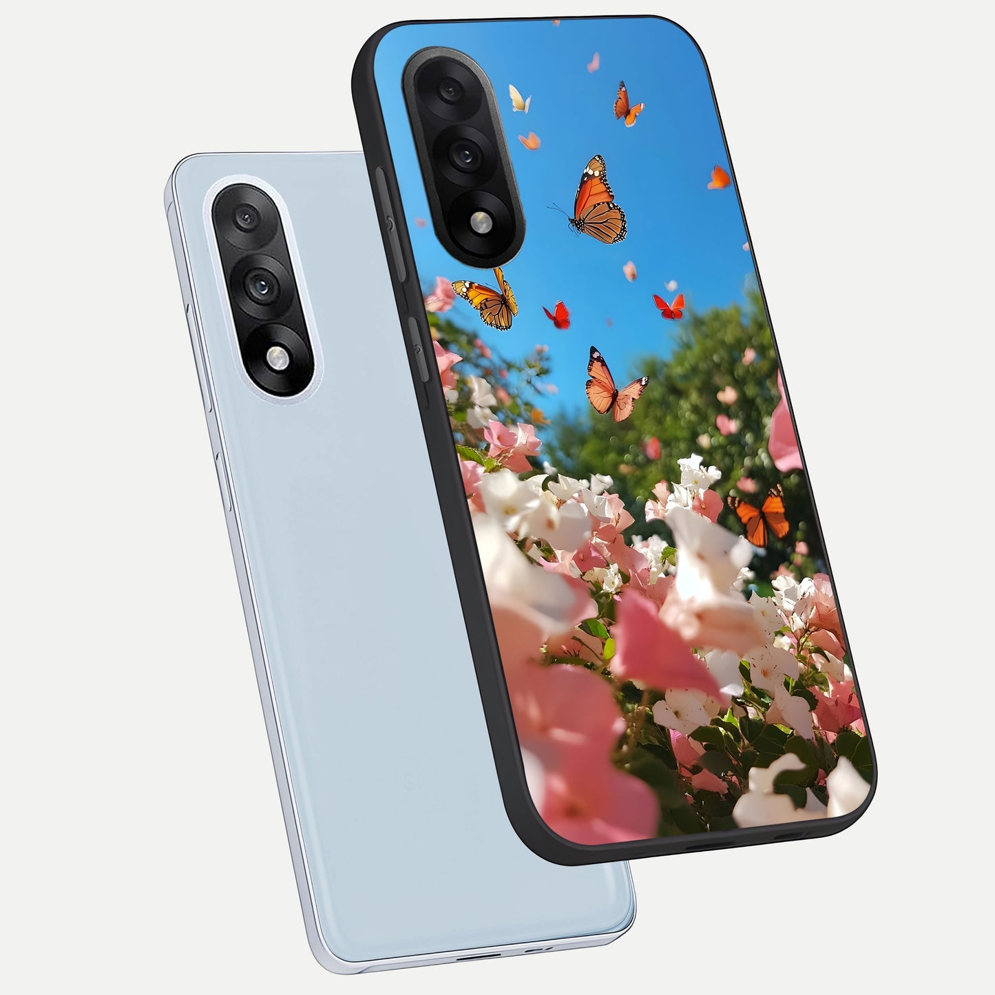  Butterflies In Bloom Sky phone case For Oneplus Nord 5 showing premium glass back cover with detailed artwork