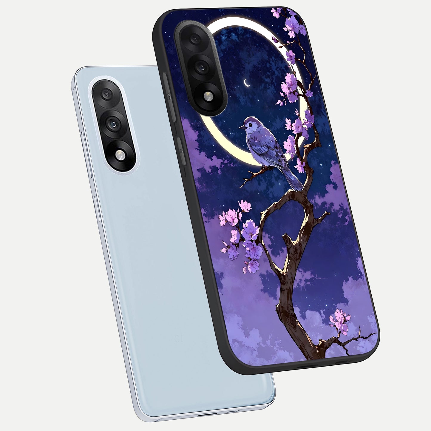  Celestial Bird Blossom phone case For Oneplus Nord 5 showing premium glass back cover with detailed artwork