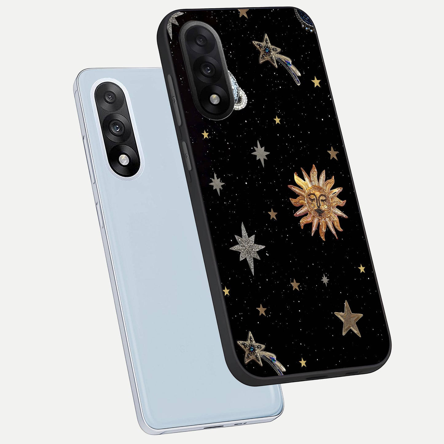  Celestial Moon With Stars phone case For Oneplus Nord 5 showing premium glass back cover with detailed artwork