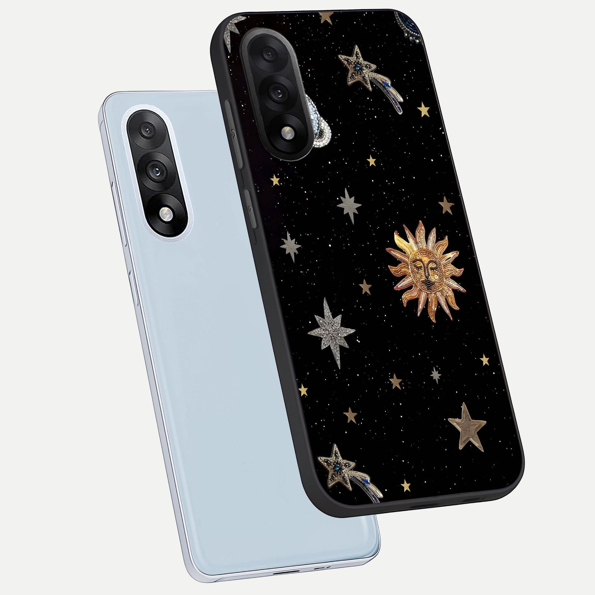  Celestial Moon With Stars phone case For Oneplus Nord 5 showing premium glass back cover with detailed artwork