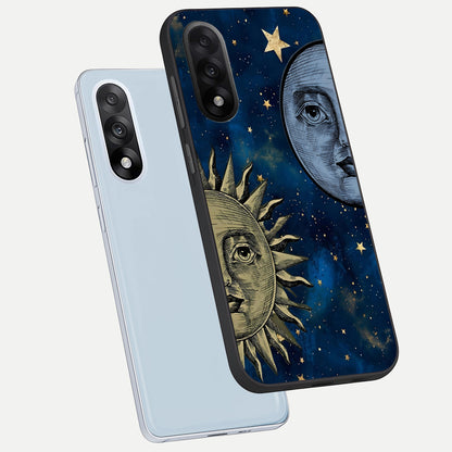  Celestial Moon With Sun phone case For Oneplus Nord 5 showing premium glass back cover with detailed artwork