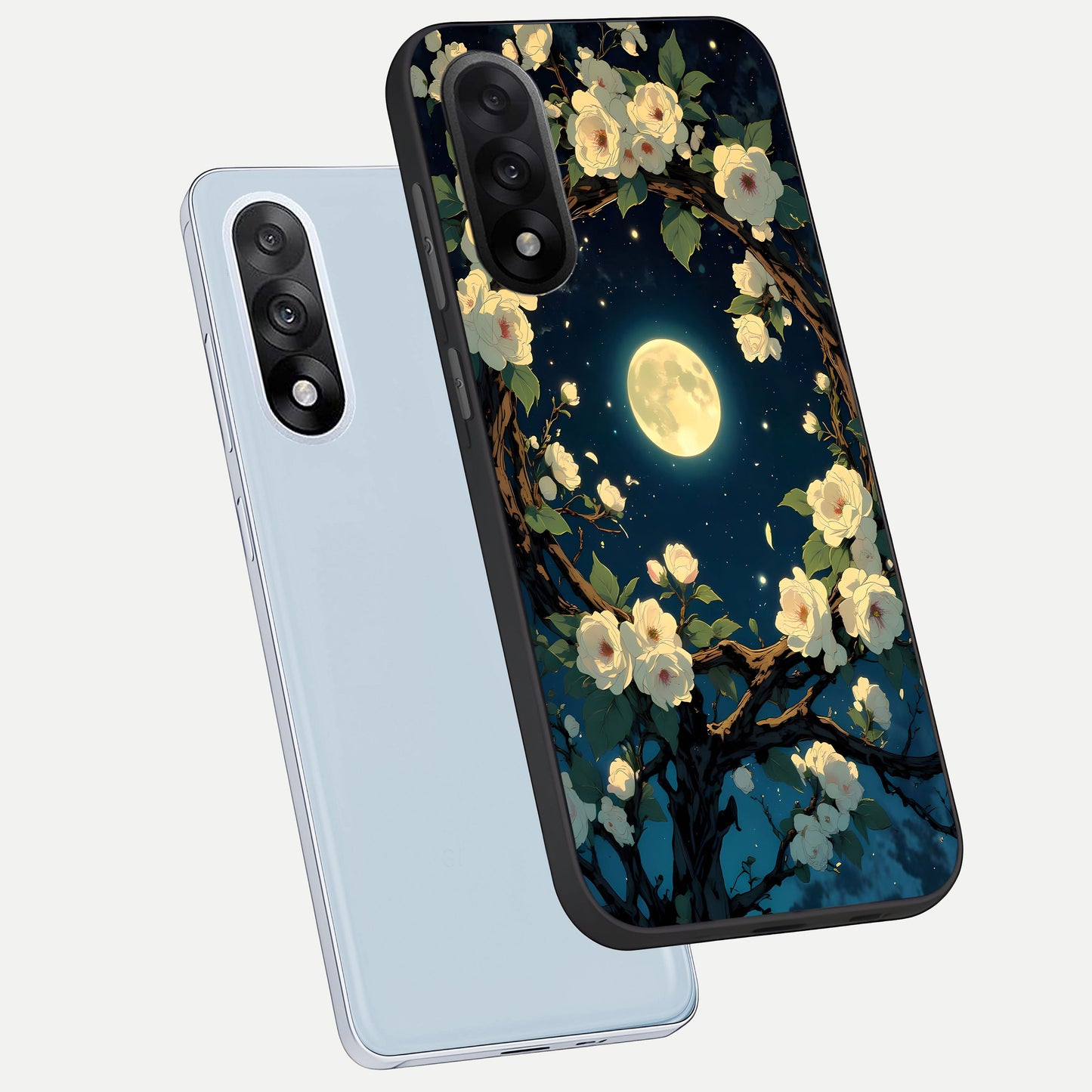  Celestial Moon And Flower phone case For Oneplus Nord 5 showing premium glass back cover with detailed artwork