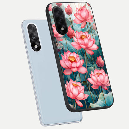  Celestial Pink Lotus phone case For Oneplus Nord 5 showing premium glass back cover with detailed artwork