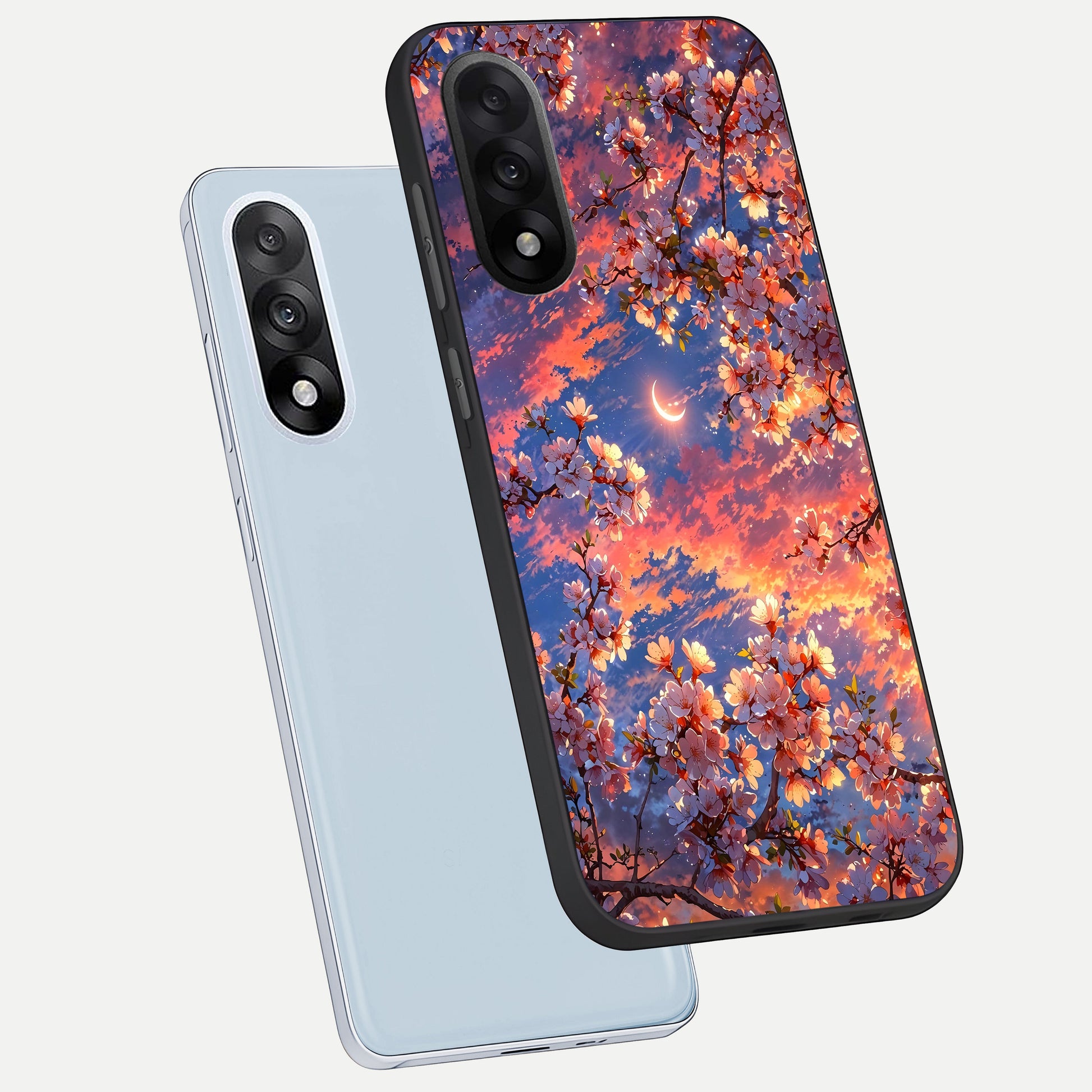  Celestial Sakura Sunset phone case For Oneplus Nord 5 showing premium glass back cover with detailed artwork