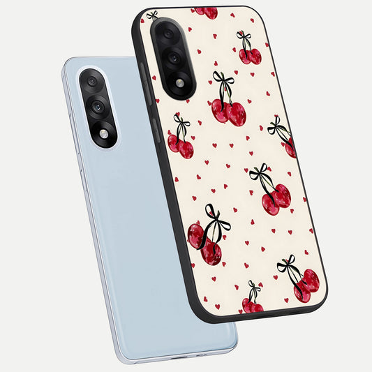  Cherry Heart Bow phone case For Oneplus Nord 5 showing premium glass back cover with detailed artwork