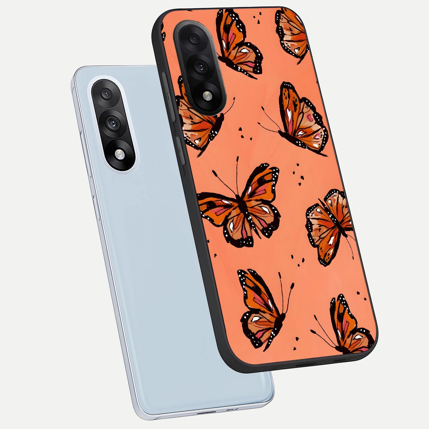  Coral Wing Butterfly phone case For Oneplus Nord 5 showing premium glass back cover with detailed artwork