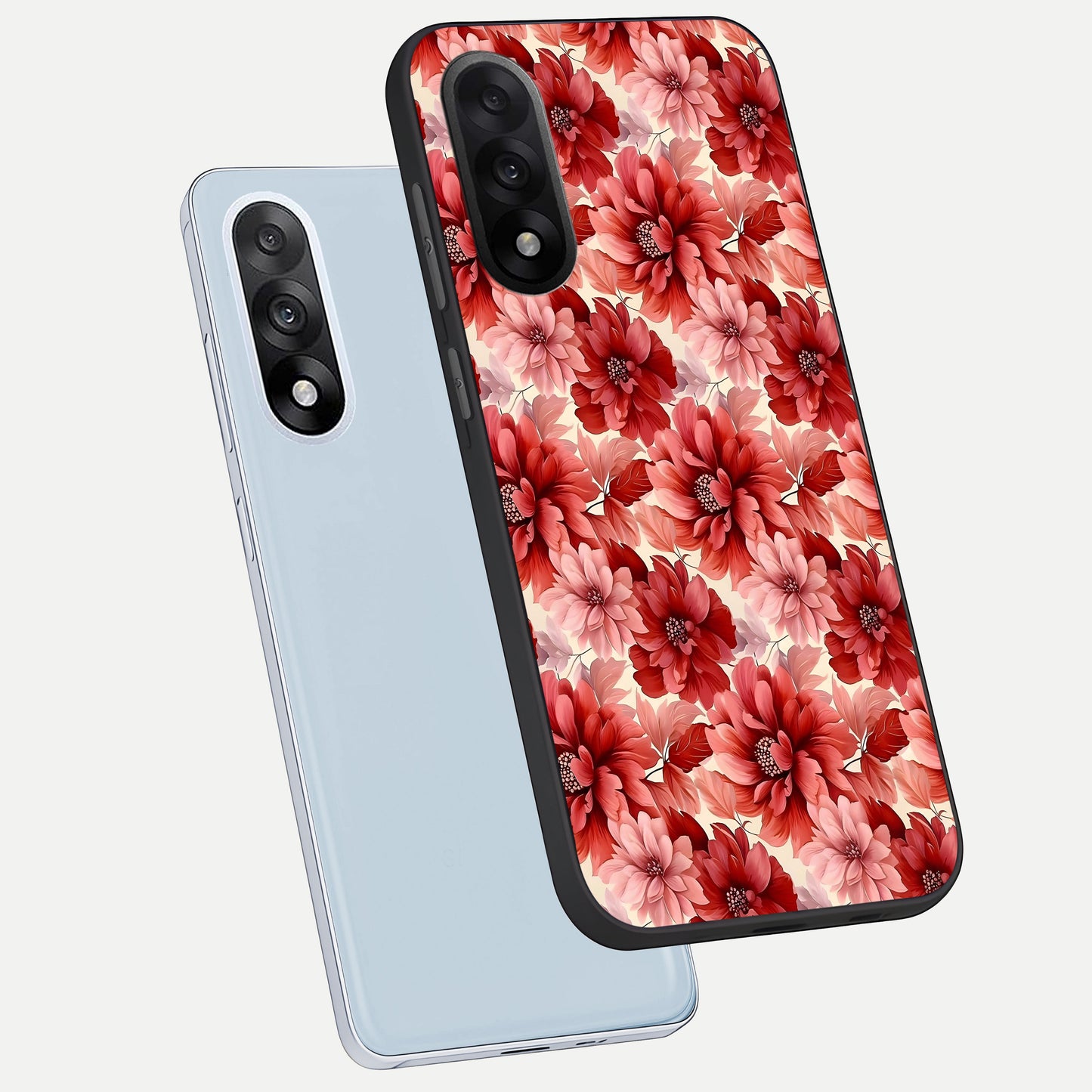  Crimson Love Petals phone case For Oneplus Nord 5 showing premium glass back cover with detailed artwork
