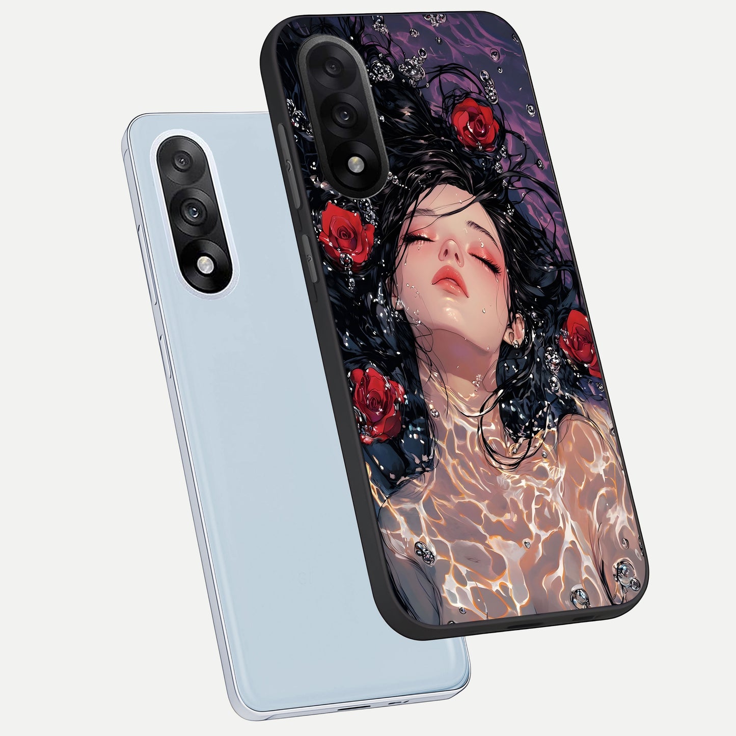  Crimson Rose Serenity phone case For Oneplus Nord 5 showing premium glass back cover with detailed artwork