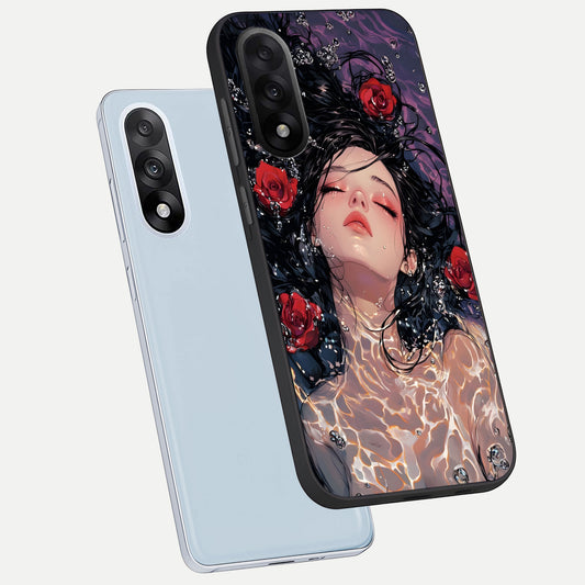 Crimson Rose Serenity phone case For Oneplus Nord 5 showing premium glass back cover with detailed artwork