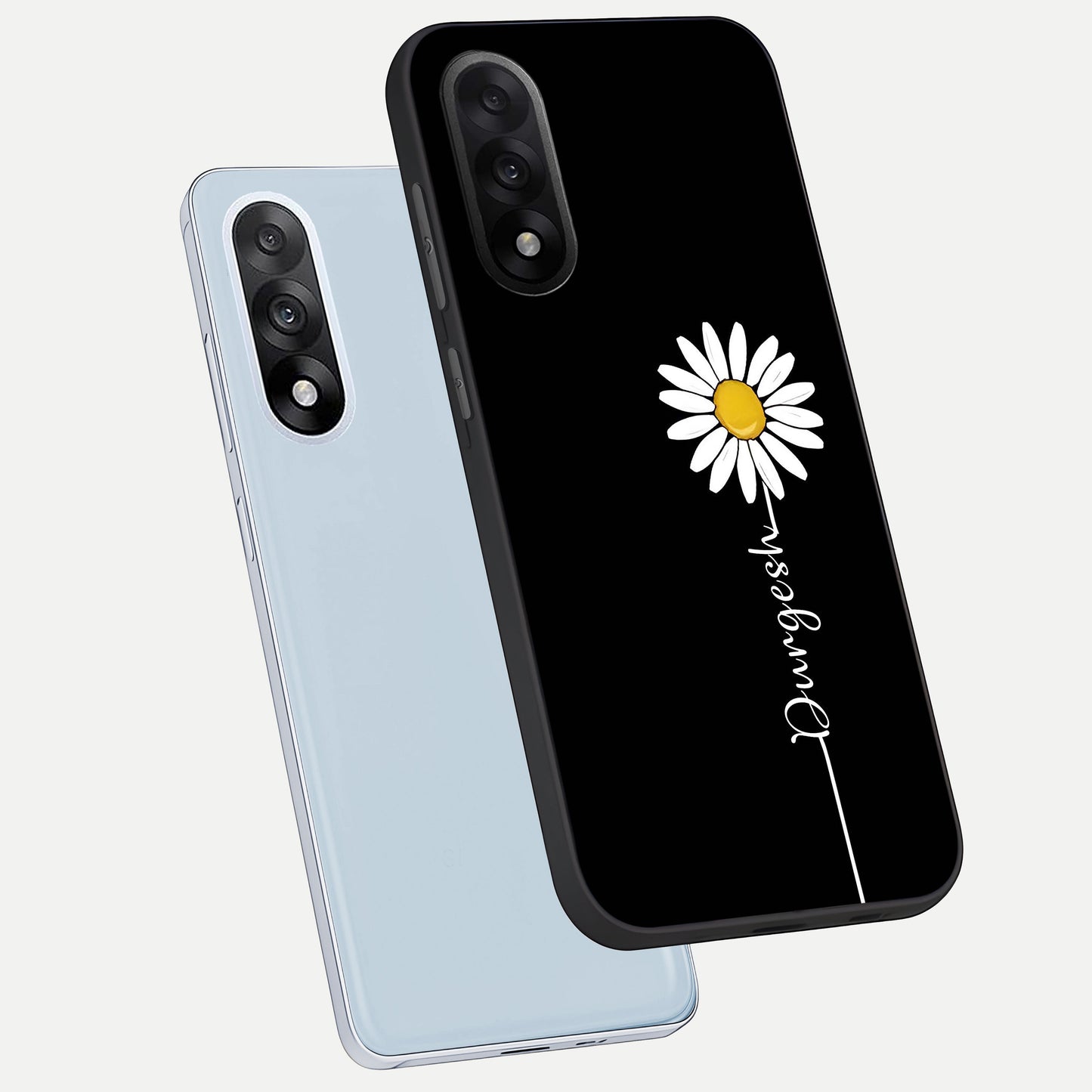  Custom Name White Flower phone case For Oneplus Nord 5 showing premium glass back cover with detailed artwork